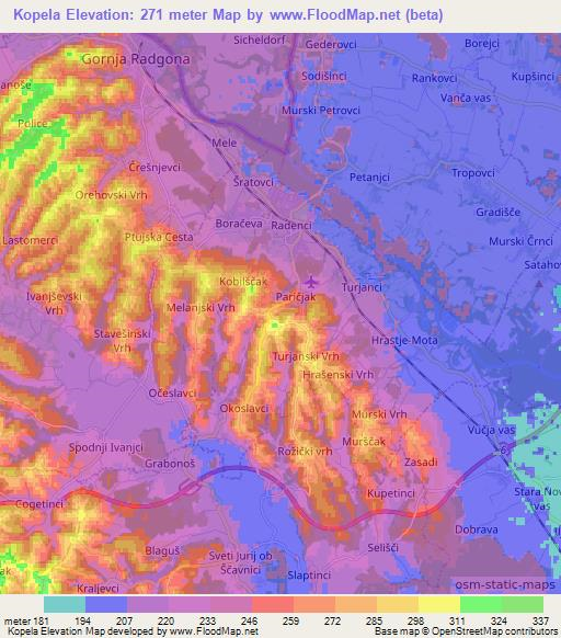 Kopela,Slovenia Elevation Map