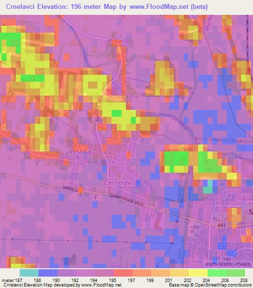 Crnelavci,Slovenia Elevation Map