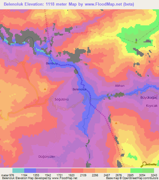 Belenoluk,Turkey Elevation Map