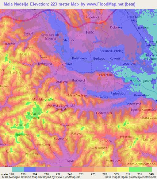 Mala Nedelja,Slovenia Elevation Map