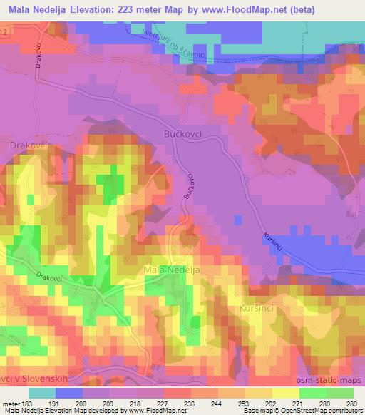 Mala Nedelja,Slovenia Elevation Map