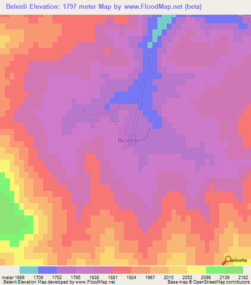 Belenli,Turkey Elevation Map