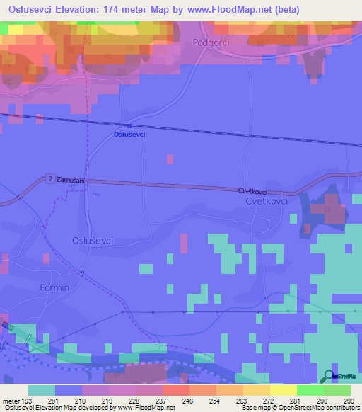 Oslusevci,Slovenia Elevation Map