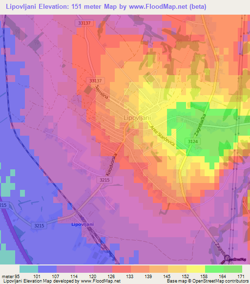 Lipovljani,Croatia Elevation Map