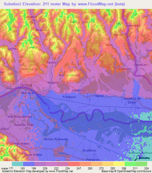 Sobetinci,Slovenia Elevation Map