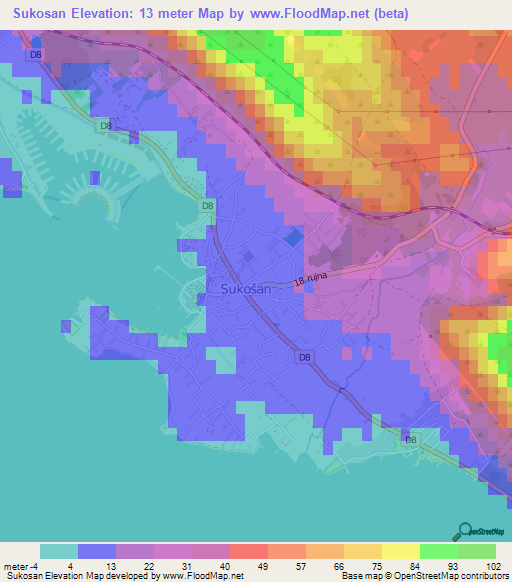 Sukosan,Croatia Elevation Map