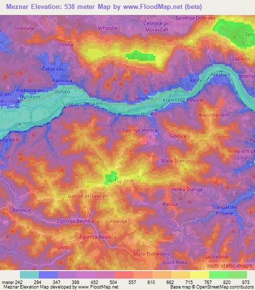 Meznar,Slovenia Elevation Map