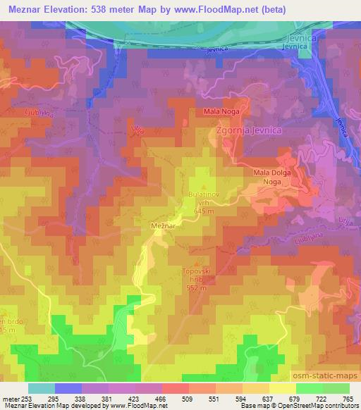 Meznar,Slovenia Elevation Map