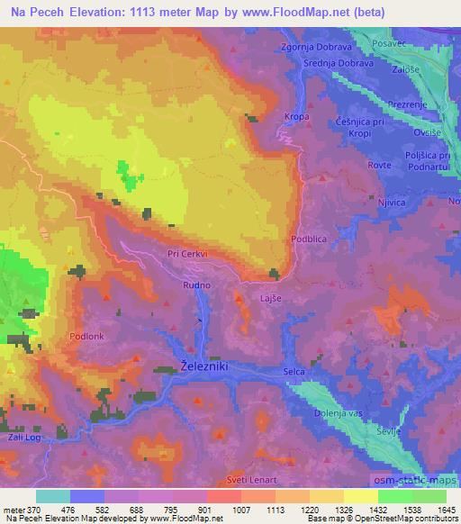 Na Peceh,Slovenia Elevation Map