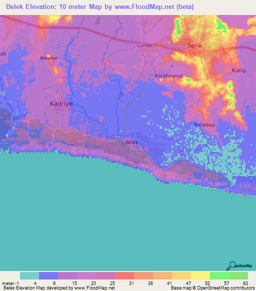 Belek,Turkey Elevation Map