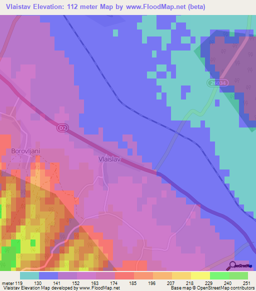 Vlaistav,Croatia Elevation Map