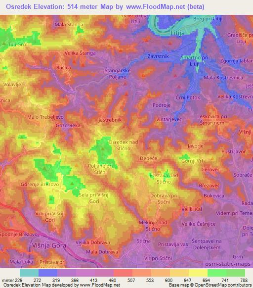 Osredek,Slovenia Elevation Map