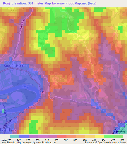 Konj,Slovenia Elevation Map