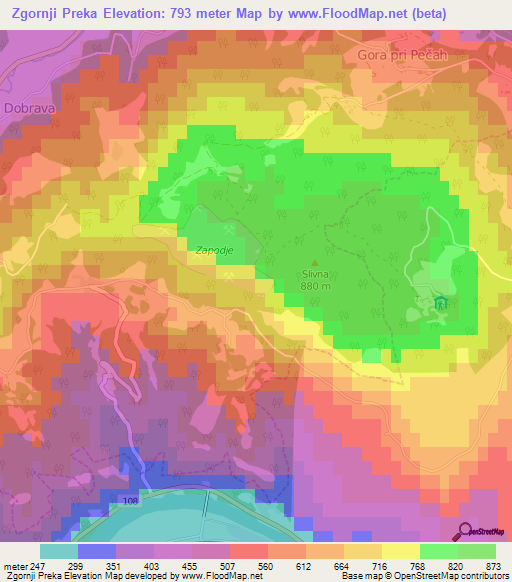 Zgornji Preka,Slovenia Elevation Map