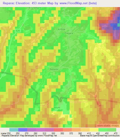 Reparac,Slovenia Elevation Map