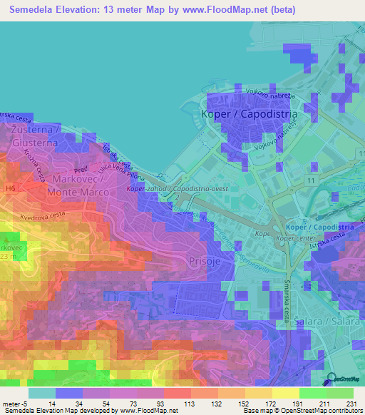 Semedela,Slovenia Elevation Map