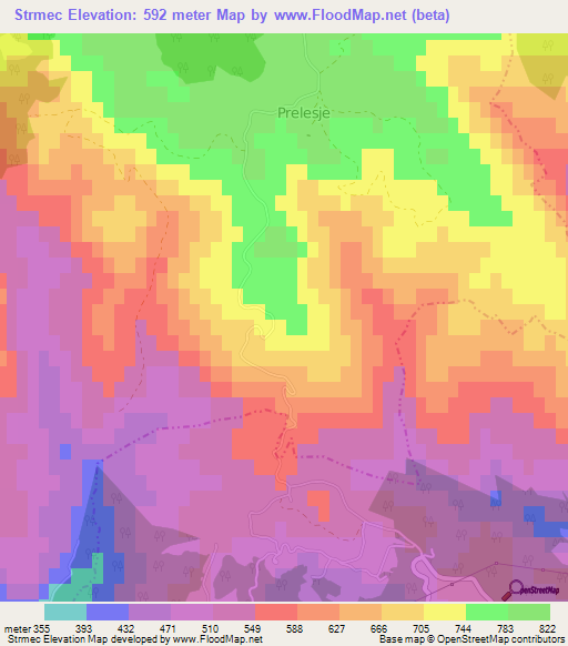 Strmec,Slovenia Elevation Map