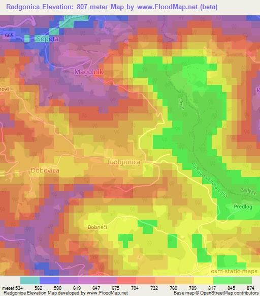 Radgonica,Slovenia Elevation Map