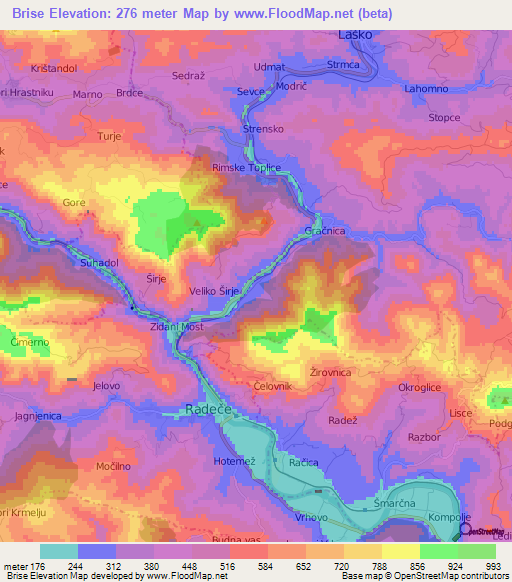 Brise,Slovenia Elevation Map