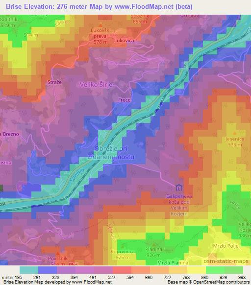 Brise,Slovenia Elevation Map