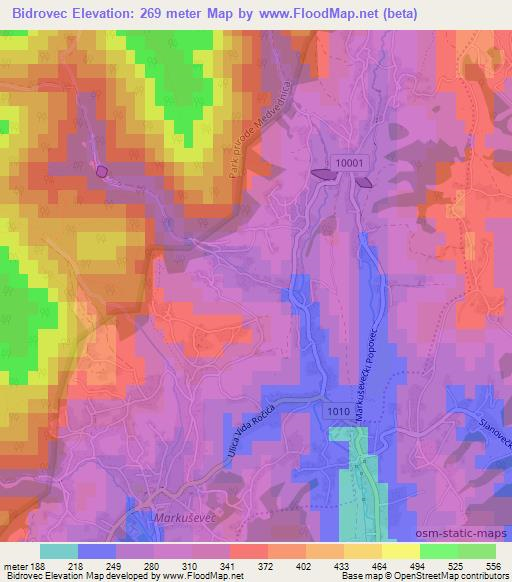 Bidrovec,Croatia Elevation Map