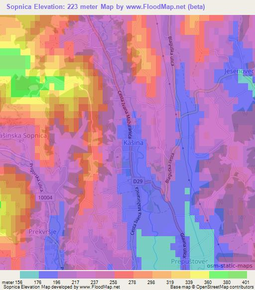 Sopnica,Croatia Elevation Map