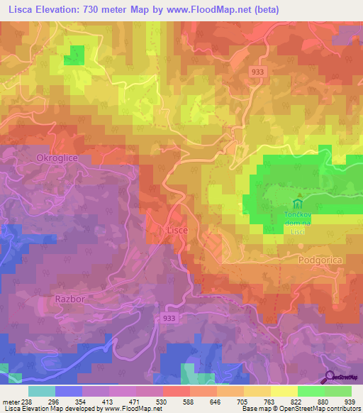 Lisca,Slovenia Elevation Map