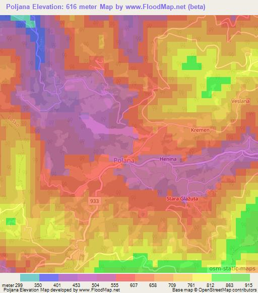 Poljana,Slovenia Elevation Map