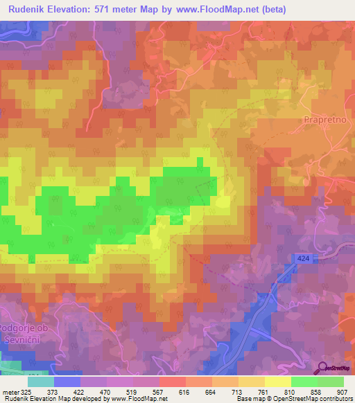 Rudenik,Slovenia Elevation Map