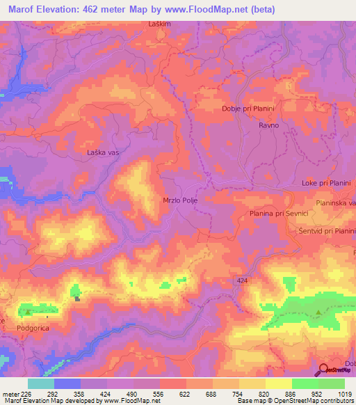 Marof,Slovenia Elevation Map