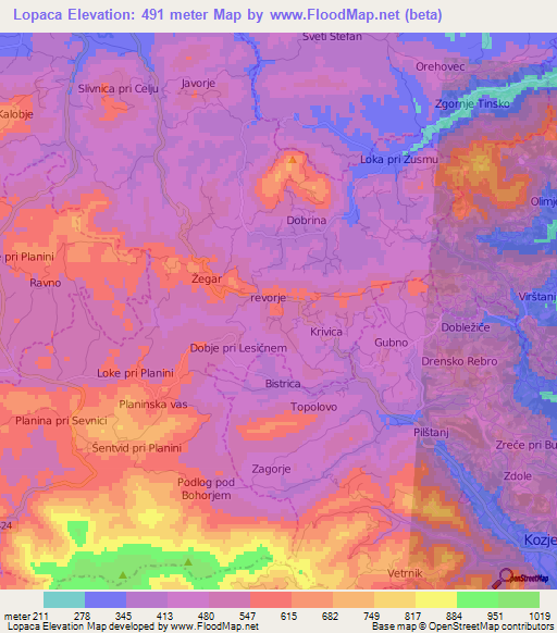 Lopaca,Slovenia Elevation Map