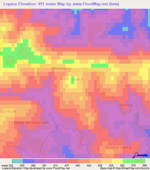 Lopaca,Slovenia Elevation Map