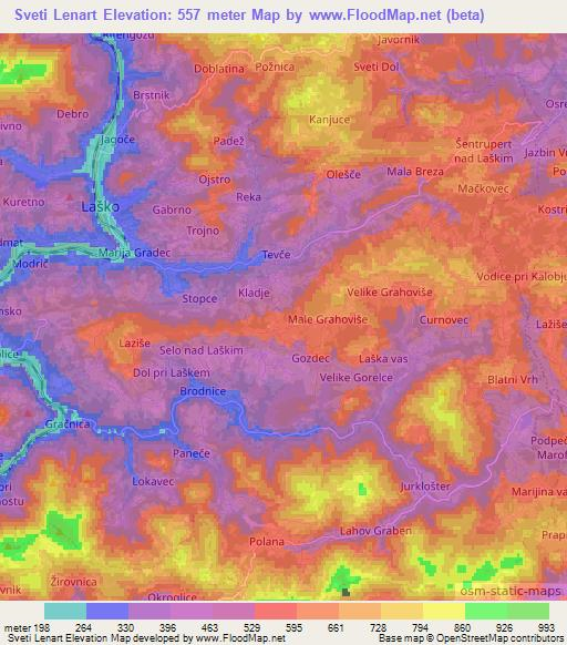 Sveti Lenart,Slovenia Elevation Map