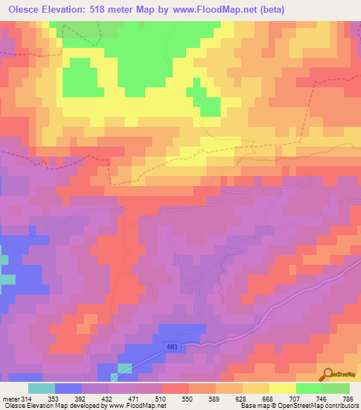 Olesce,Slovenia Elevation Map