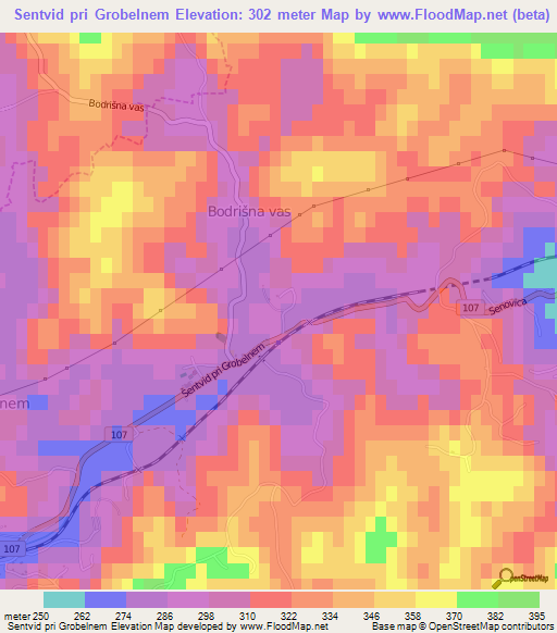 Sentvid pri Grobelnem,Slovenia Elevation Map