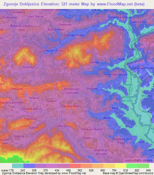 Zgornje Dobljezice,Slovenia Elevation Map