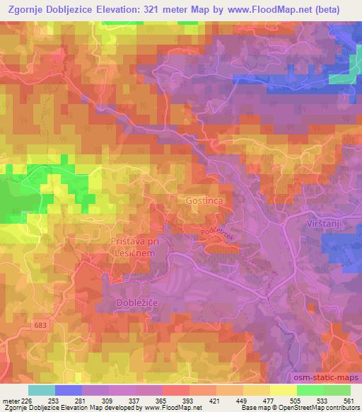 Zgornje Dobljezice,Slovenia Elevation Map