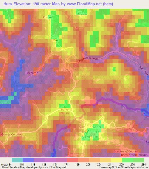 Hum,Slovenia Elevation Map