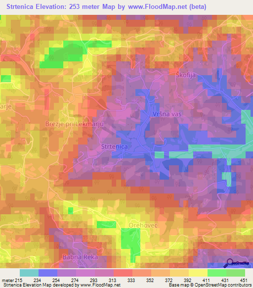 Strtenica,Slovenia Elevation Map