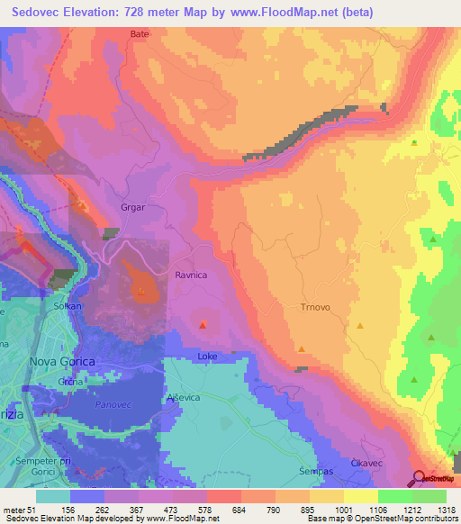 Sedovec,Slovenia Elevation Map