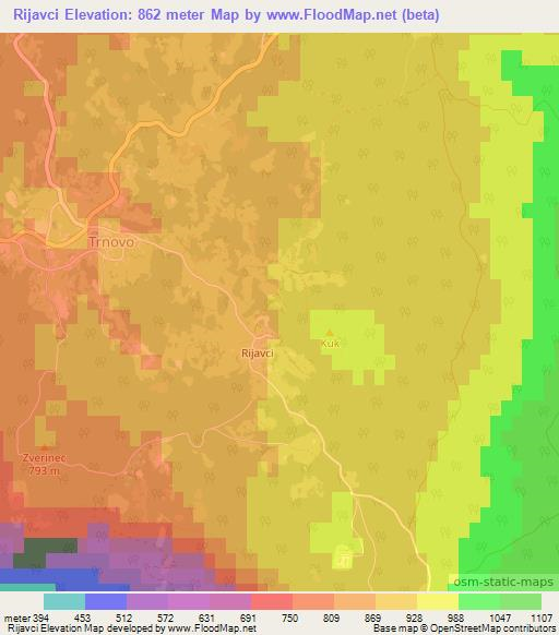 Rijavci,Slovenia Elevation Map