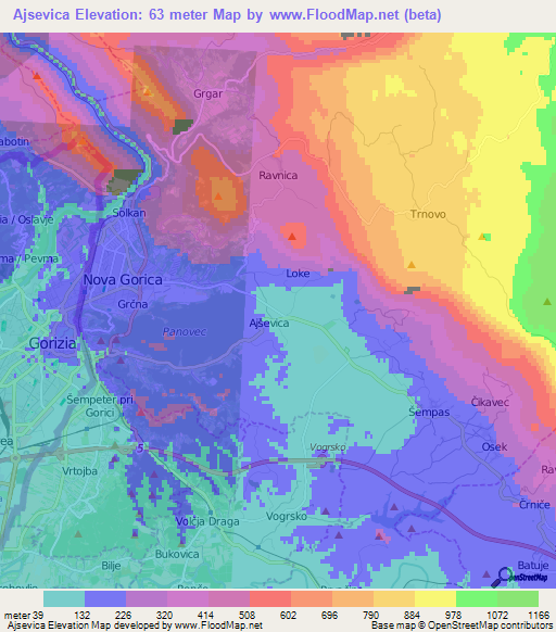 Ajsevica,Slovenia Elevation Map