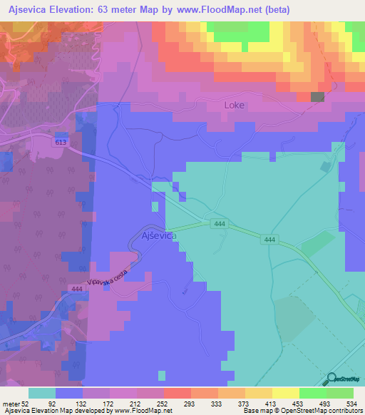 Ajsevica,Slovenia Elevation Map