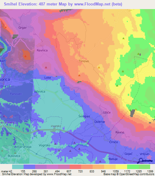 Smihel,Slovenia Elevation Map