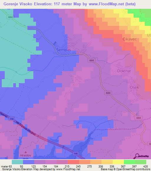 Gorenje Visoko,Slovenia Elevation Map