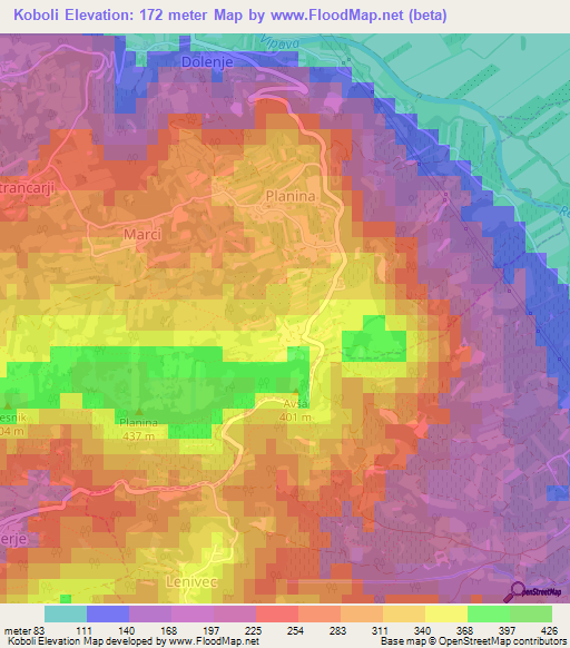 Koboli,Slovenia Elevation Map