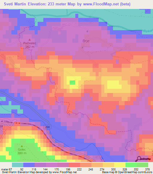 Sveti Martin,Slovenia Elevation Map