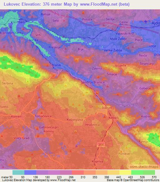 Lukovec,Slovenia Elevation Map