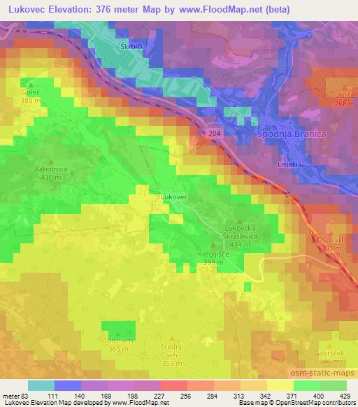 Lukovec,Slovenia Elevation Map