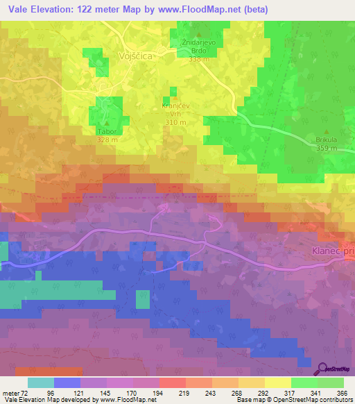 Vale,Slovenia Elevation Map